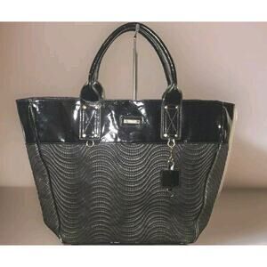 Versace Perfume Large Tote Bag Black Patent Trim